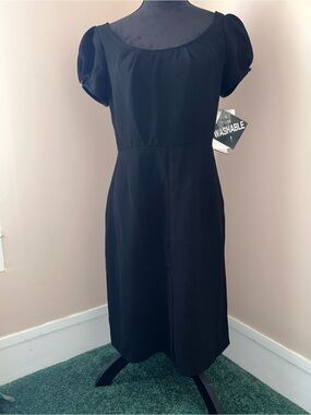 Kardashian Kollection Black Puff Sleeve Midi Dress - Classic Women's Dress